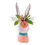 Lapin en metal fleurs